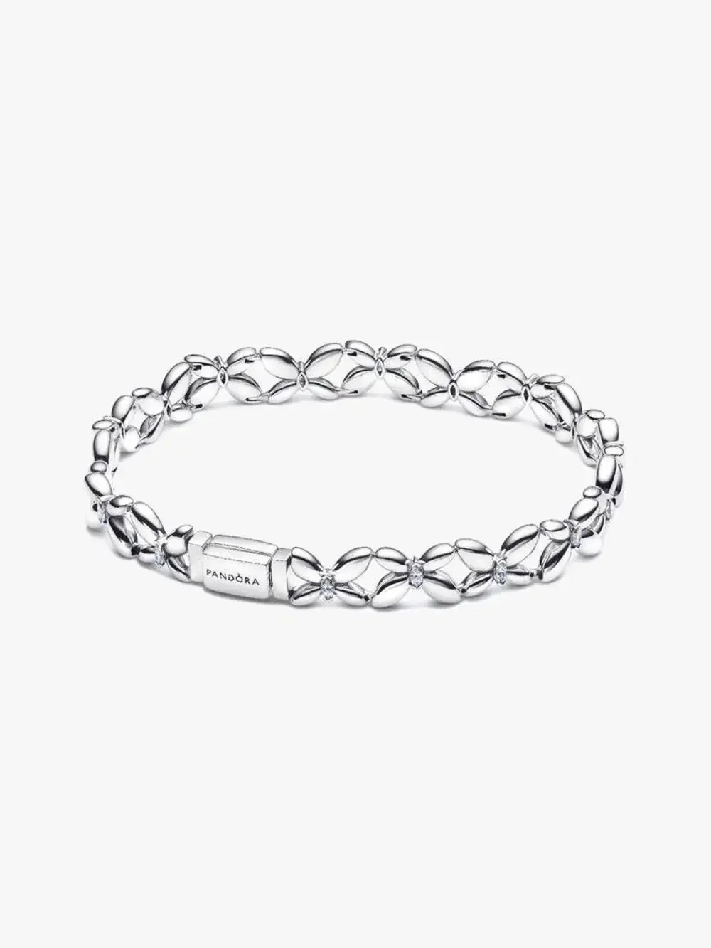 Pandora Silver Flower Link Bracelet - Silver